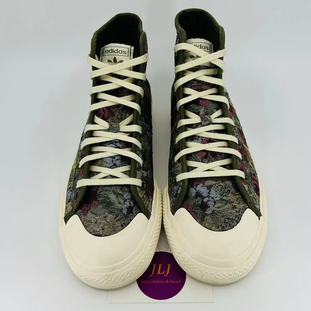 Adidas Men's Nizza Hi RF 'Floral' Jacquard High Top Sneakers H01144 Size 8